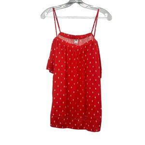 Old Navy Womens Cold Shoulder Top Orange/White Print Size Medium New